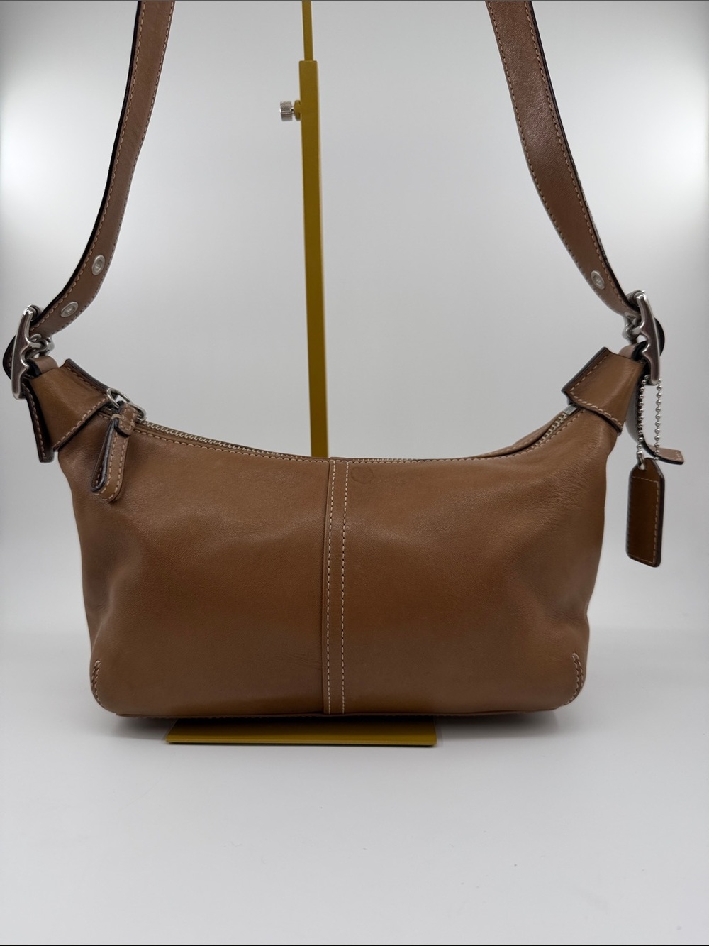 Coach Tan Leather Shoulder Hobo with Silver Hardware